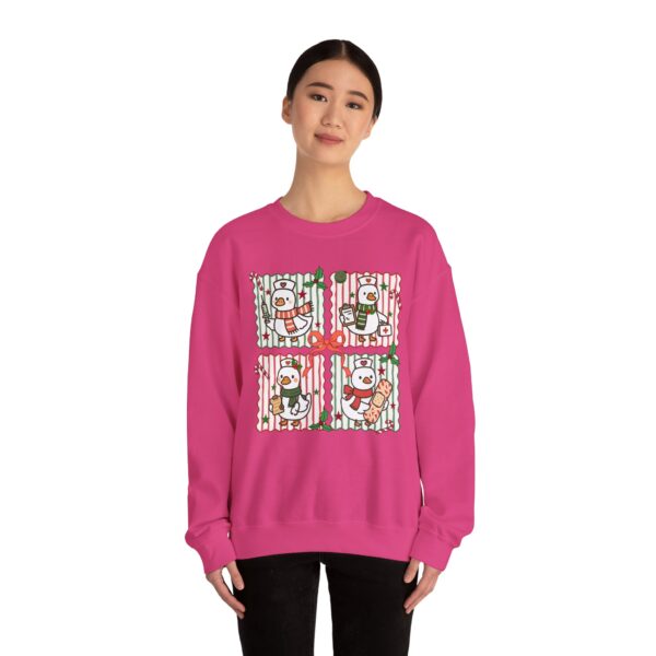 6166112868407827801_2048.jpeg Snowman Gift Box Crewneck Sweatshirt — Cute Holiday Snowman Quartet Design