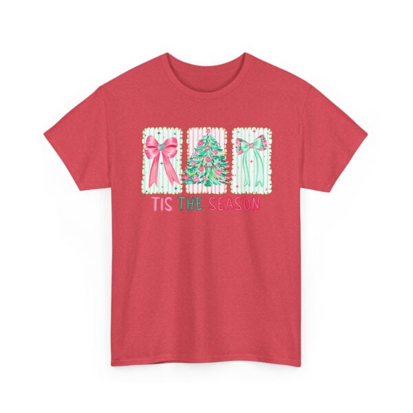 T-Shirt — 'Tis The Season' Pastel Christmas Tree & Bows Holiday Tee