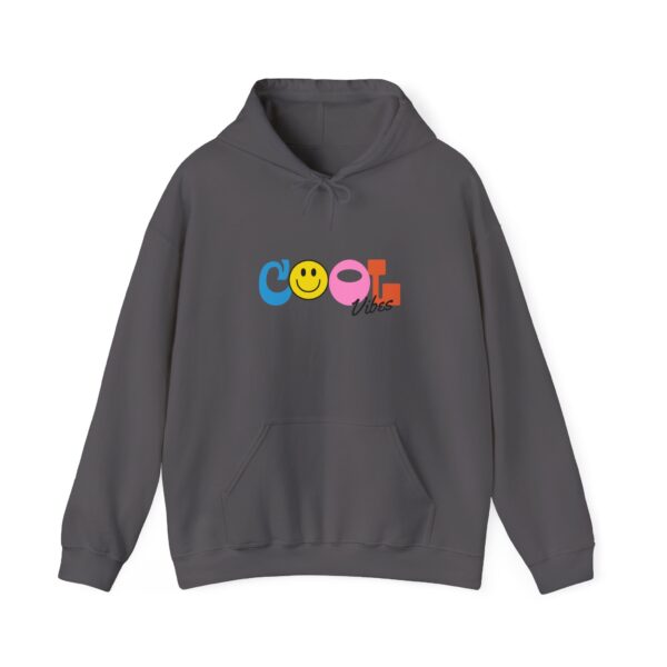 Cool Vibes Hoodie — Retro Smiley Colorblock Graphic Pullover