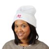 Embroidered Pink Script 'm' Classic Cuffed Beanie – Cozy Knit Winter Hat
