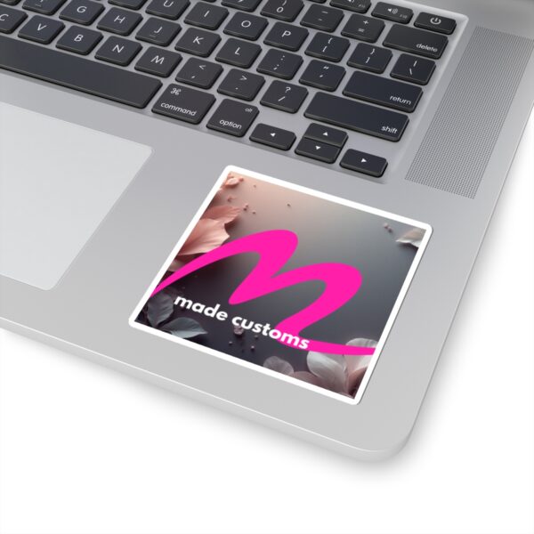Made Customs Logo Sticker — Pink Script M Design Kiss-Cut Sticker