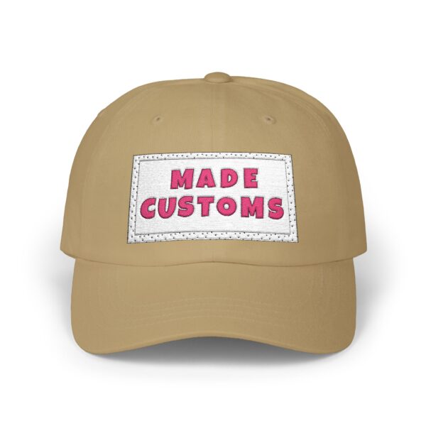 Made Customs White Dad Cap — Embroidered Patch Baseball Hat