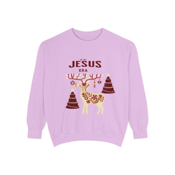 8161783388265853956_2048.jpeg Christian Christmas Sweatshirt — "The Jesus Era" Festive Reindeer Crewneck