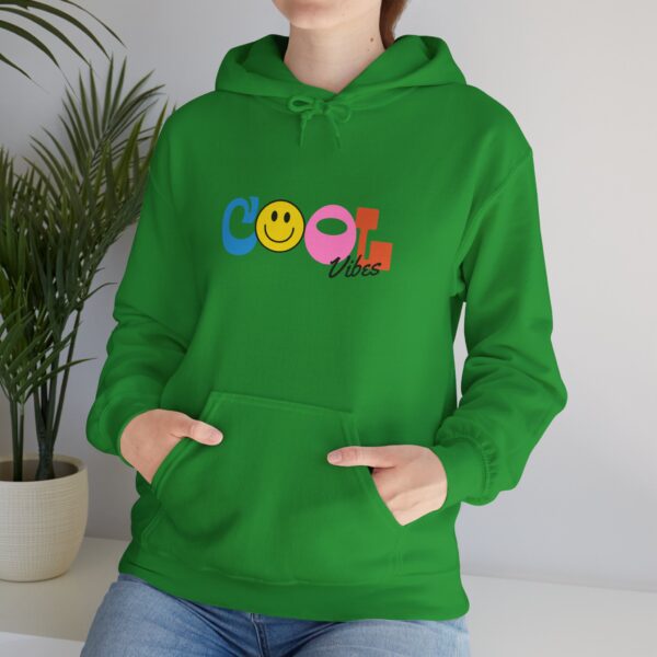 Cool Vibes Hoodie — Retro Smiley Colorblock Graphic Pullover