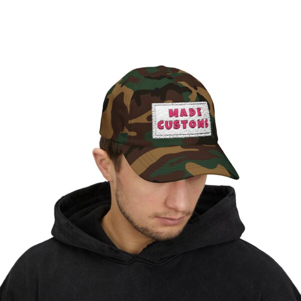Made Customs White Dad Cap — Embroidered Patch Baseball Hat