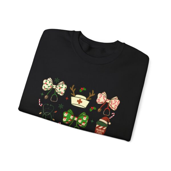Christmas Nurse Crewneck Sweatshirt — Cute Holiday Medical Ribbon & Icons Design