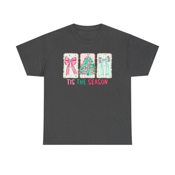 T-Shirt — 'Tis The Season' Pastel Christmas Tree & Bows Holiday Tee