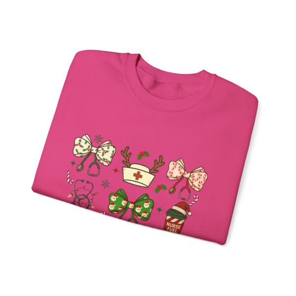 Christmas Nurse Crewneck Sweatshirt — Cute Holiday Medical Ribbon & Icons Design