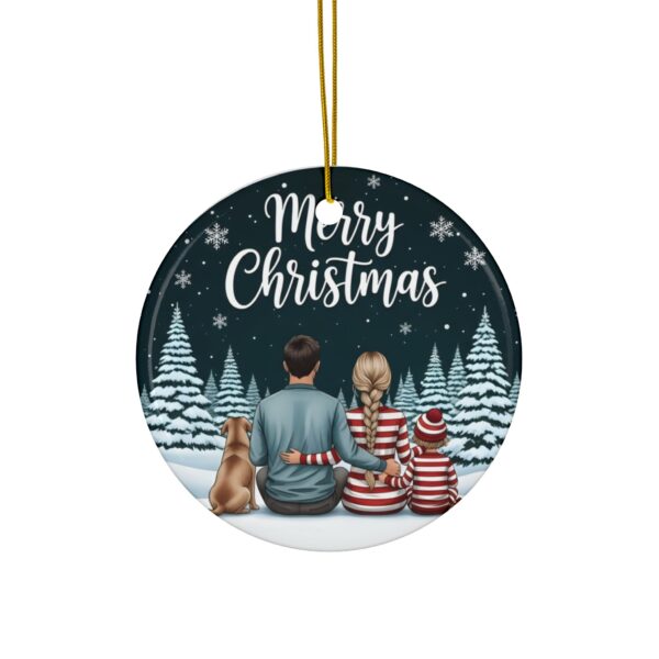 9250911114919190946_2048.jpeg Merry Christmas Family Ceramic Ornament — Personalized Two-Sided Holiday Decor