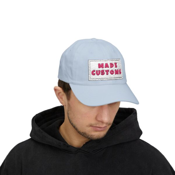 Made Customs White Dad Cap — Embroidered Patch Baseball Hat