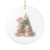 Editable 1st Birthday Armadillo Ceramic Ornament — Baby's First Christmas Keepsake