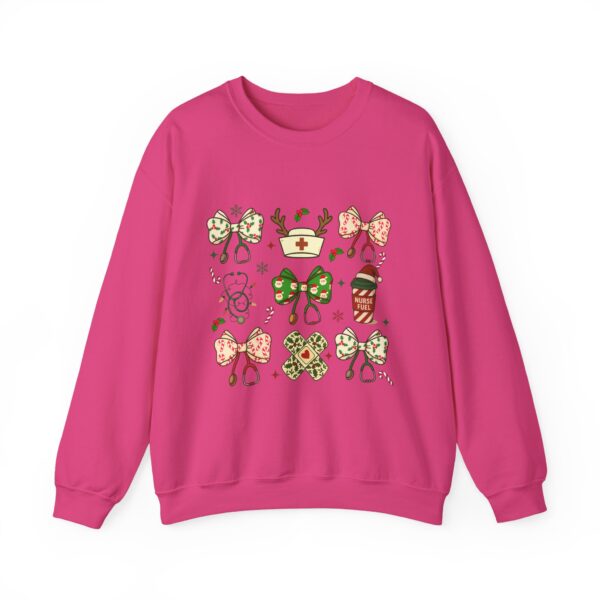 Christmas Nurse Crewneck Sweatshirt — Cute Holiday Medical Ribbon & Icons Design
